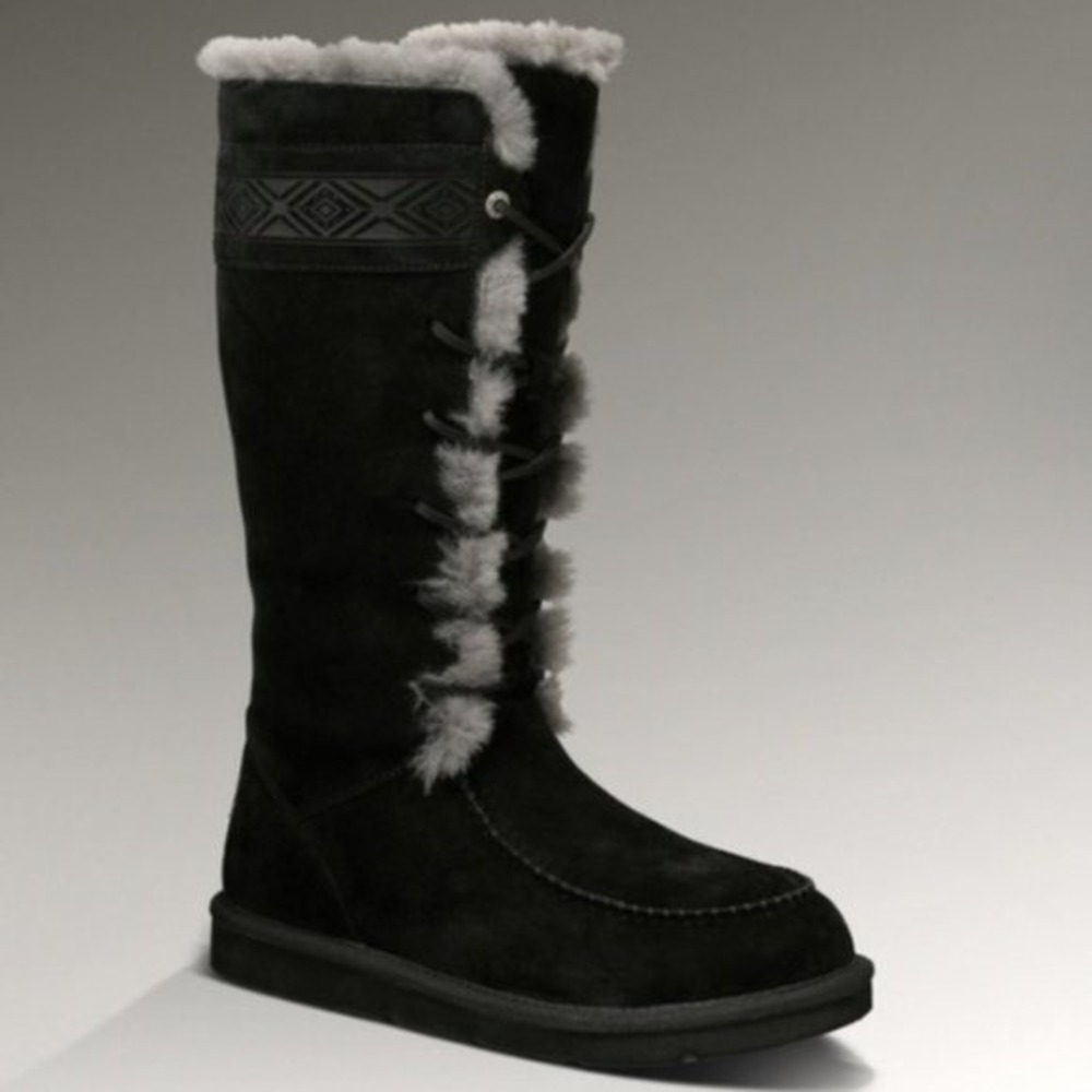 UGG Tularosa Black Shearling Lined Laceup Boots